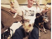 hombre adopta 10 perros viejos
