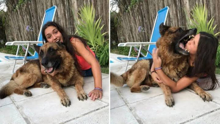 perro muerde chica selfie