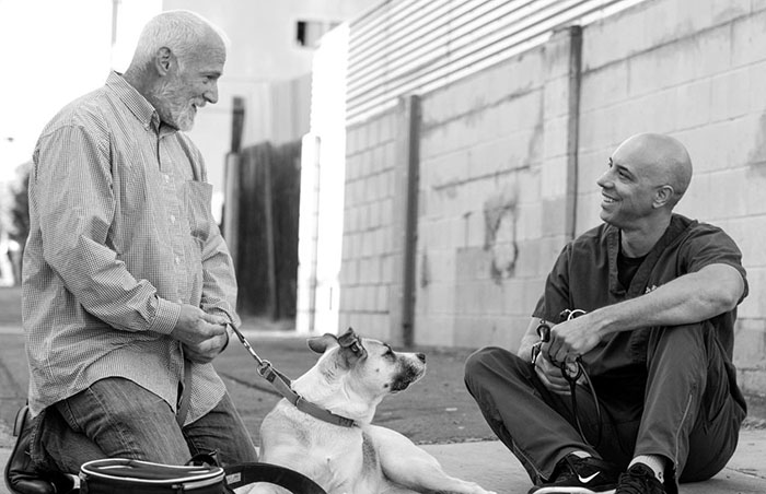 veterinario atiende perros de gente dela calle
